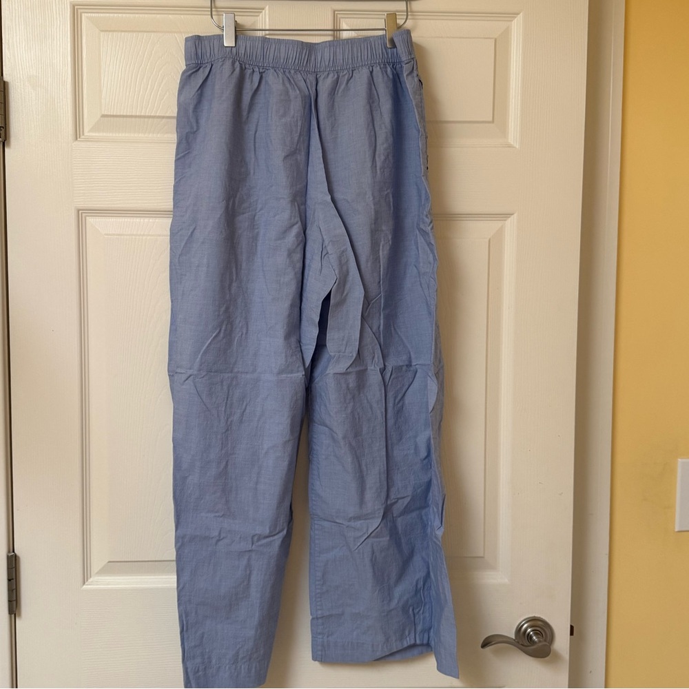 J.Crew End-On-End Wide Leg Cotton Pajama Pants in Light Blue - Picture 3 of 6